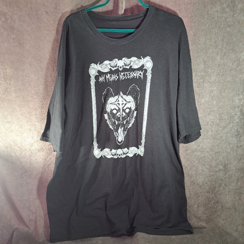 Any Means Necessary Grinning Hyena Graphic Logo Tee Special Tarot Edition VG 3XL